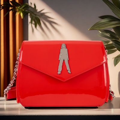 布兰妮经典同款亮红色漆皮斜挎包