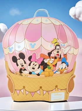 Loungefly迪士尼米老鼠米奇米妮热气球正版周边双肩包女迷你背包