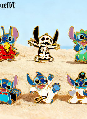 Loungefly迪士尼星际宝贝史迪奇史迪仔徽章盲盒周边吧唧谷子收藏