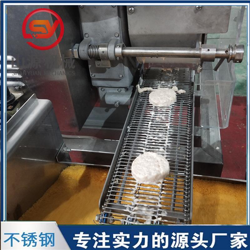 海鲜墨鱼排上糠机 全自动不锈钢裹面包糠设备 鱼排上糠机厂家