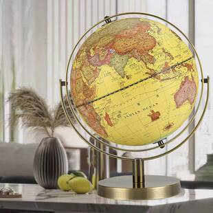 居家摆件装饰品复古仿古桌面地球仪礼古铜色轻奢大号书房办公高清