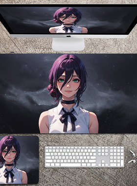 二次元动漫鼠标垫超大号锁边橡胶防滑游戏电脑办公男女工位桌面垫