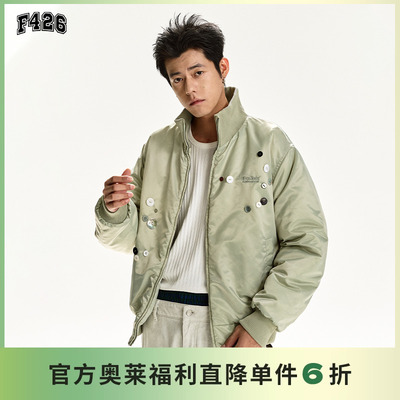 【棉服系列】F426奥莱店国潮牌情侣春季规则贝母纽扣排版珠光棉服