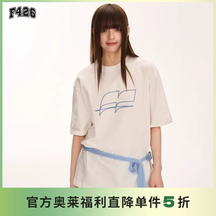 休闲宽松基础闪粉图标绣花短袖 新款 F426官方店 T恤 国潮牌夏季