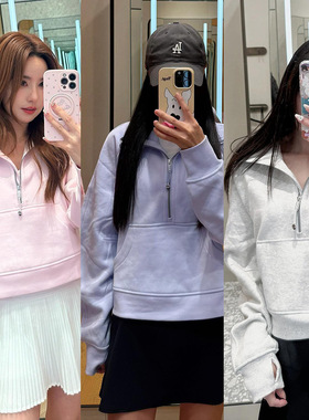 2025新款 Scuba同款女士超宽松款烟囱领卫衣半拉链立领外套