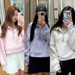 2025新款 Scuba同款女士超宽松款烟囱领卫衣半拉链立领外套