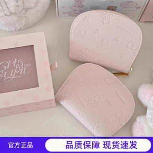 新款可爱压印小熊钱包防消磁多卡位短款钱包女款卡包韩国ins风