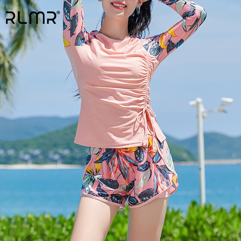 RLMR轻奢泡温泉泳衣女士分体式两件套2026新款长袖大码保守游泳装