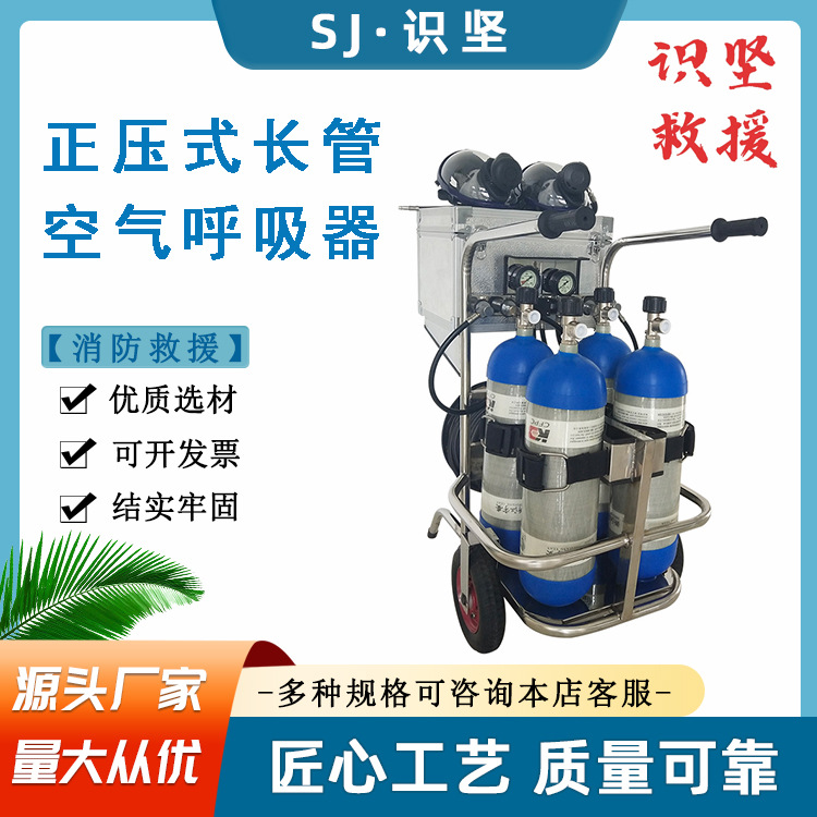 移动推车式长管空气呼吸器9L碳纤维复合气瓶供气源车载式呼吸器