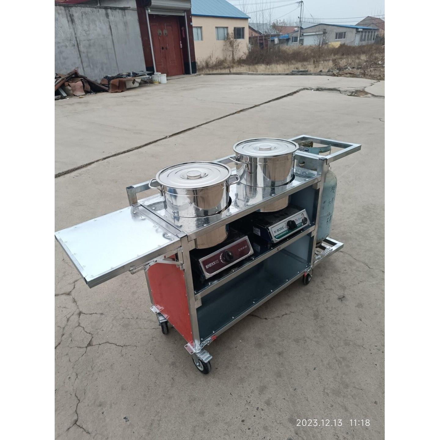 可放煤气瓶便携式多层带轮四轮夜市煮汤折叠金属承重多功能小吃车