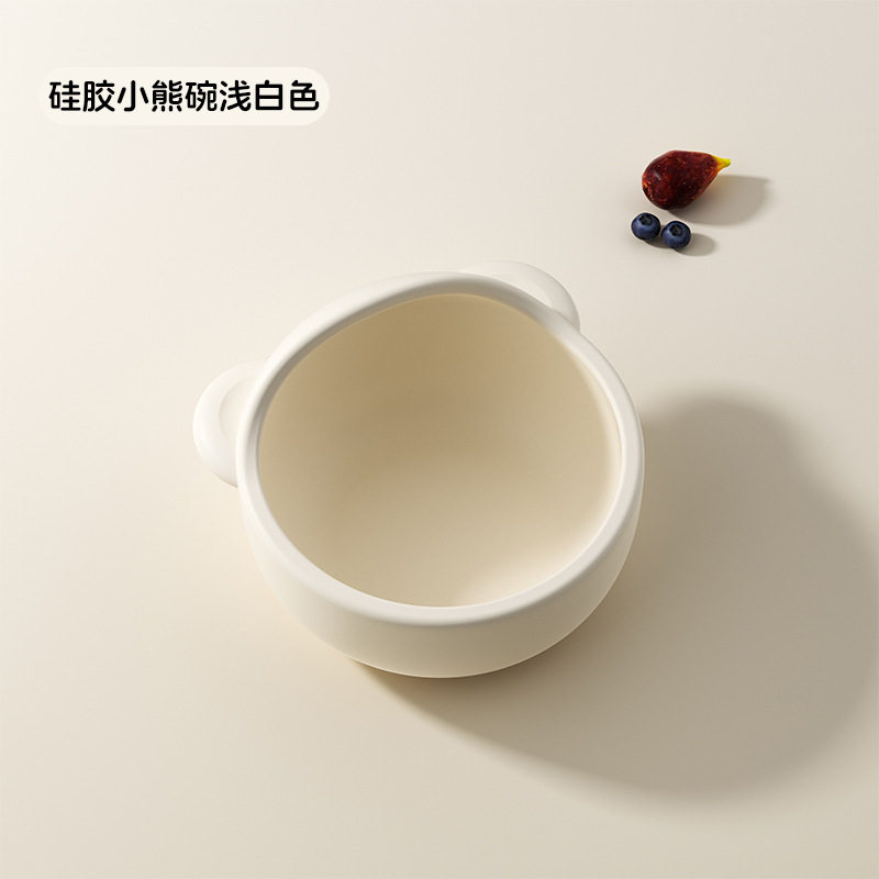 婴儿辅食碗一体式防滑吃饭碗勺子婴儿喂养吸盘碗儿童辅食硅胶碗新