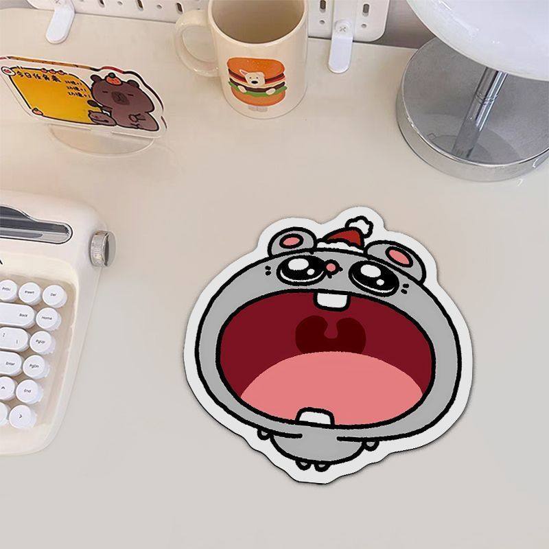 鼠标垫圆形可爱卡通动漫电脑办公桌垫电脑键盘垫橡胶防滑垫滑鼠垫