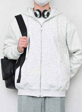 格集家日系纯色重磅330G基础拉链帽衫休闲百搭连帽卫衣25106