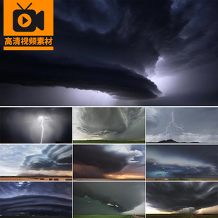 打雷闪电下雨电闪雷鸣乌云密布恶劣天气雷暴风雷电龙卷风视频素材