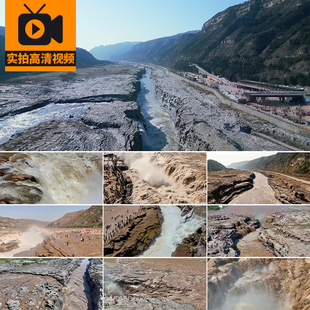 4K黄河壶口瀑布波涛汹涌滚滚江河奔腾大江向东流航拍实拍视频素材