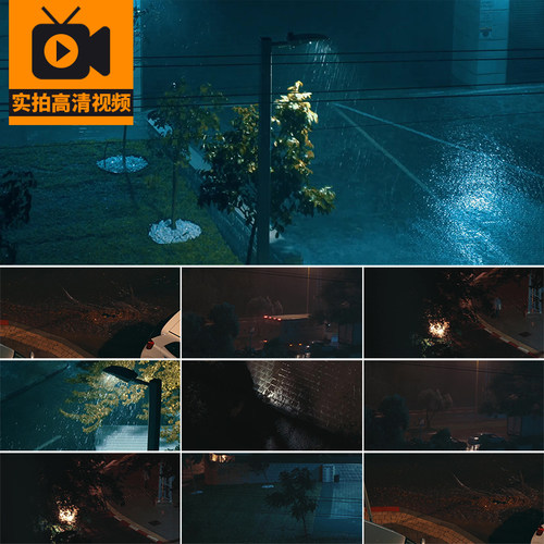 城市雨景晚上下雨天雨滴夜晚夜景街道路灯治愈系孤独实拍视频素材