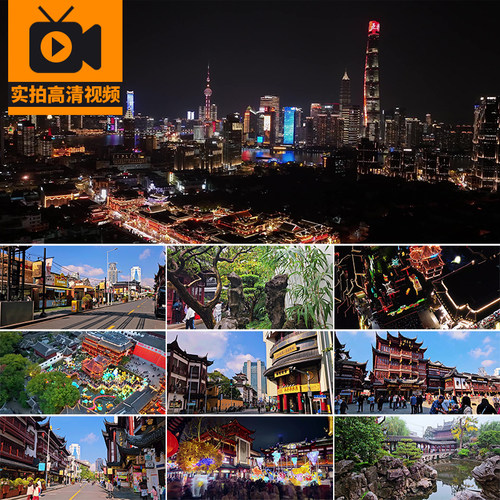 4K上海豫园城隍庙夜景九曲桥灯会人群人流旅游风景点景区视频素材