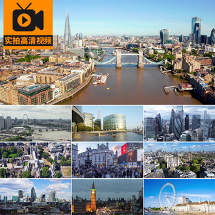 4K英国伦敦城市建筑风光航拍街景人流夜景人文大本钟塔桥视频素材