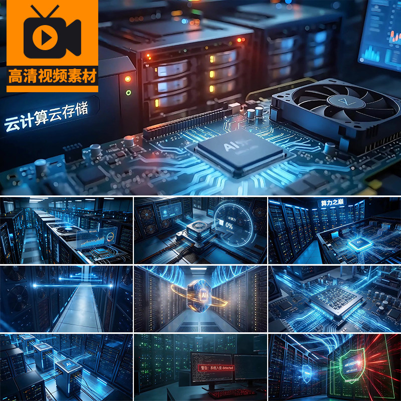 大数据机房云计算机中心服务器云存储智能信息处理网络AI视频素材