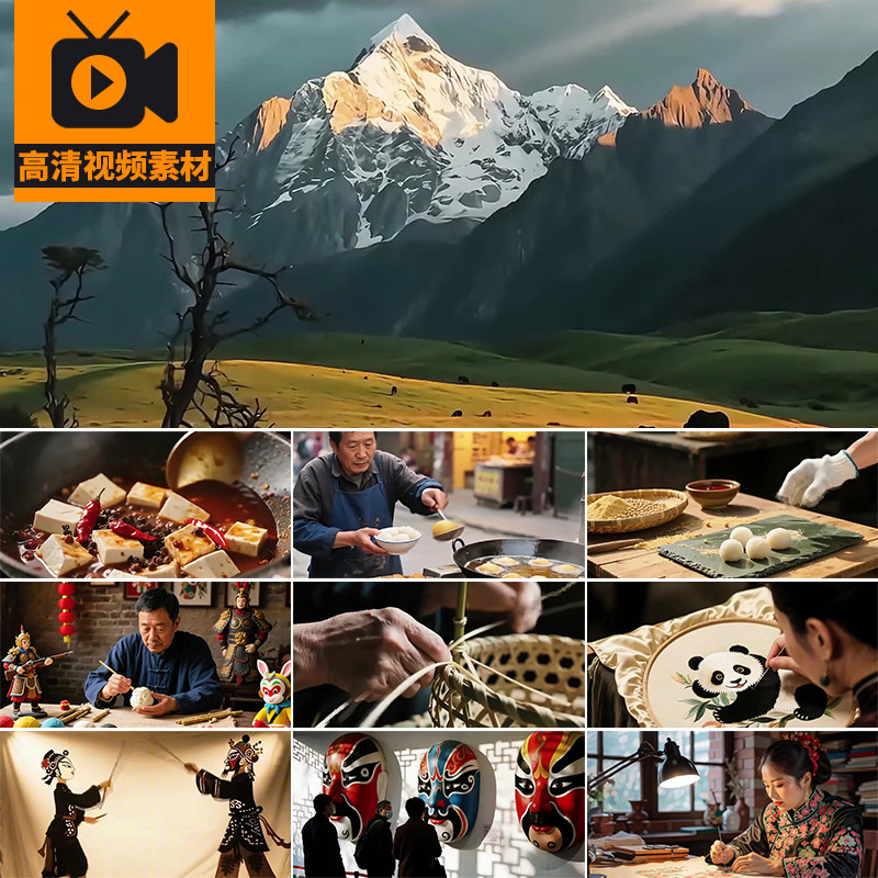 四川非遗文化皮影戏民间艺术戏曲变脸美食旅游风景点高清视频素材