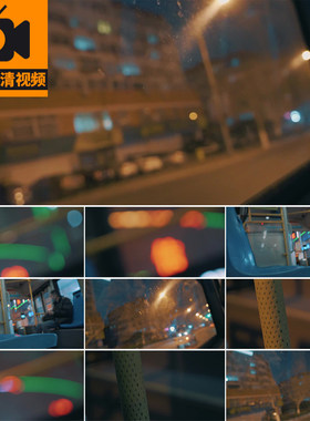 城市夜晚上夜景乘坐公交车交通出行孤独伤感失恋实拍高清视频素材