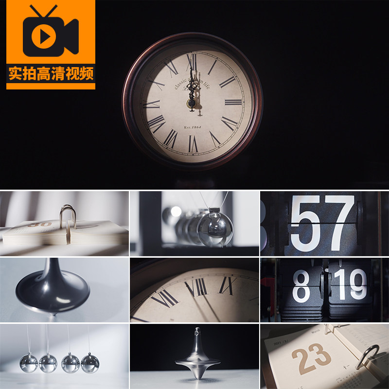 时光流逝时间指针走动时钟沙漏日历特写光阴飞逝高清实拍视频素材