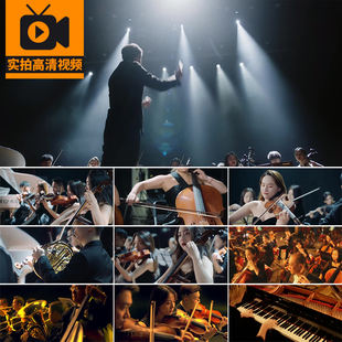 管弦乐队交响乐团乐器演奏现场音乐会演出音乐家高清实拍视频素材
