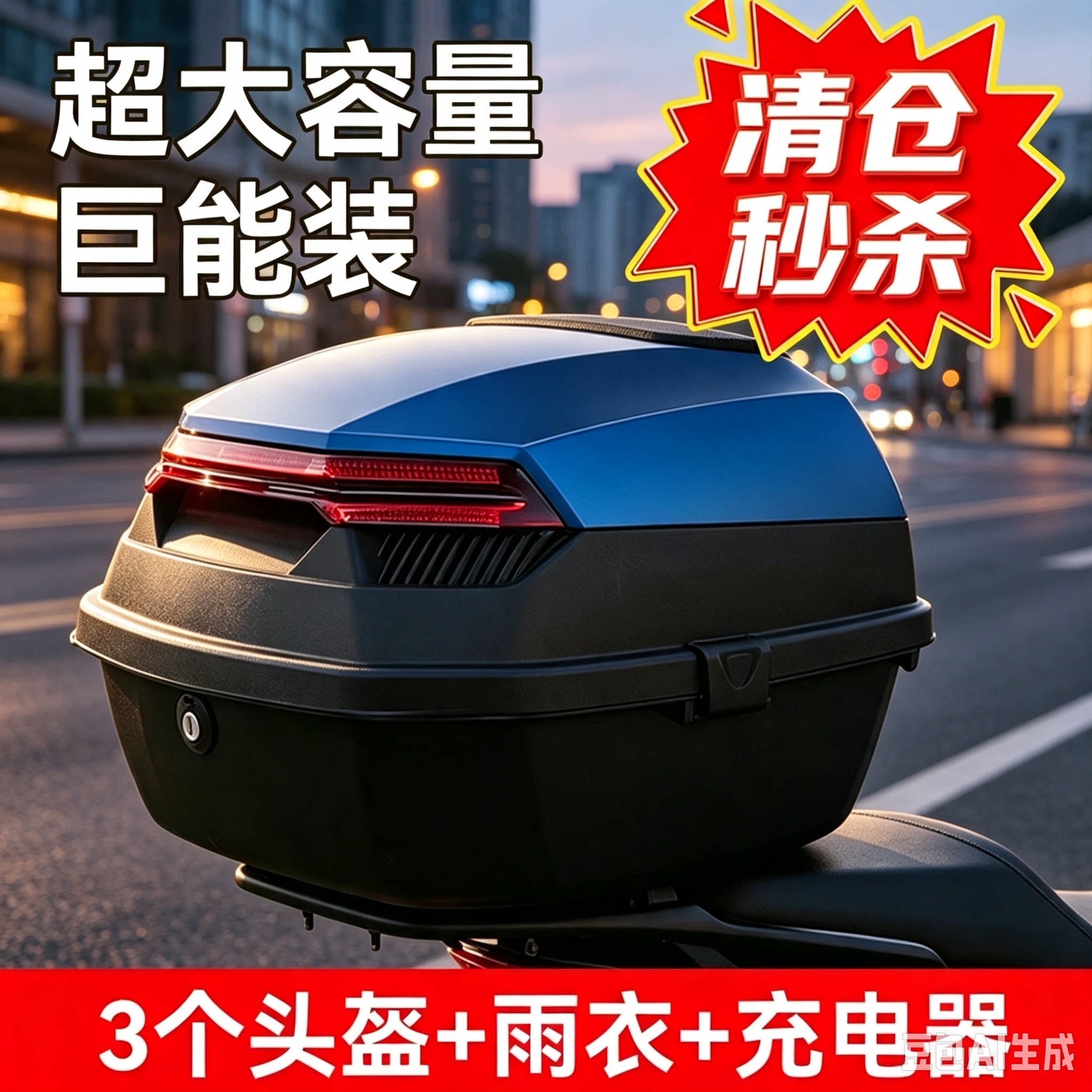 可放3个夏盔的加厚大容量尾箱