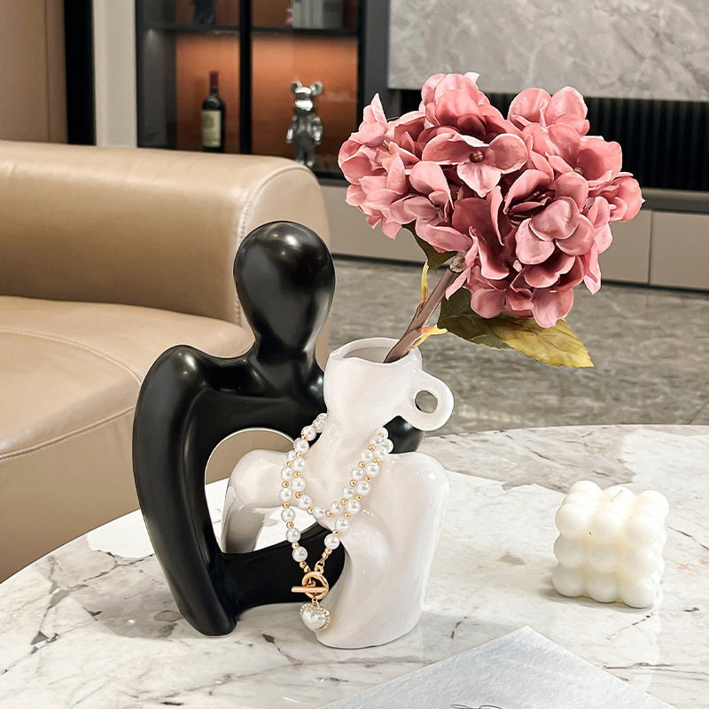 轻奢艺术陶瓷花瓶摆件客厅餐桌高级感插花花器家居装饰品摆设