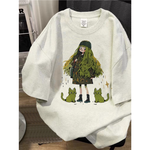 外贸清仓~撤回捡漏日系新款时尚圆领上衣夏季男女情侣印花短袖T恤