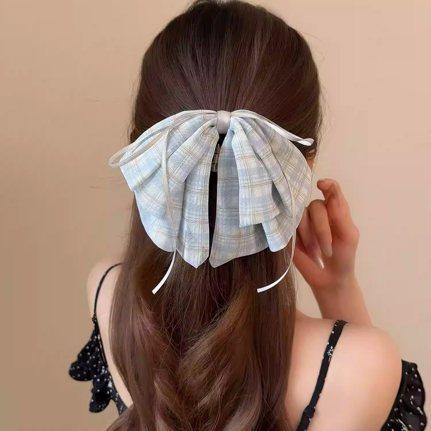 苏格兰格纹网纱蝴蝶结抓夹2025新款后脑勺发夹青春少女绝美马尾夹,饰品/流行首饰/时尚饰品新,发饰,淘宝优惠券,粉丝福利购,淘宝优惠卷