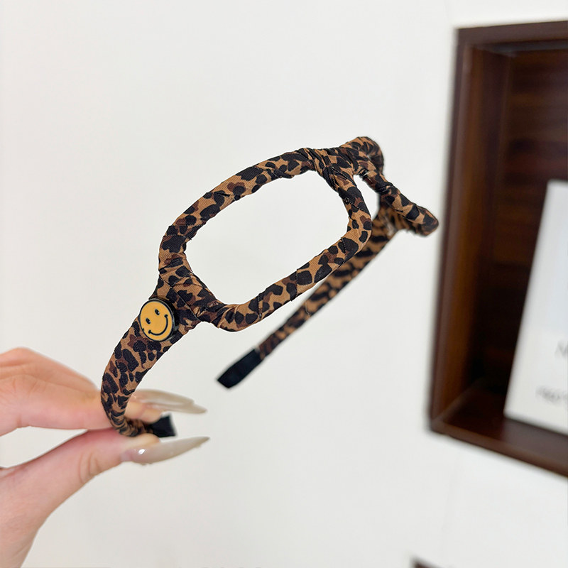 东大门同款豹纹缠布眼镜发箍笑脸豹纹发箍in少女网红可爱发箍头饰