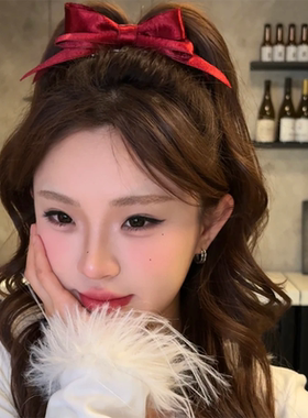 红绒绮梦～新年红色亮面立体公主蝴蝶结发夹甜美可爱节日头饰女