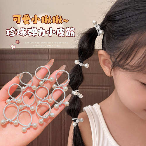 女童银色珍珠蝴蝶结发圈