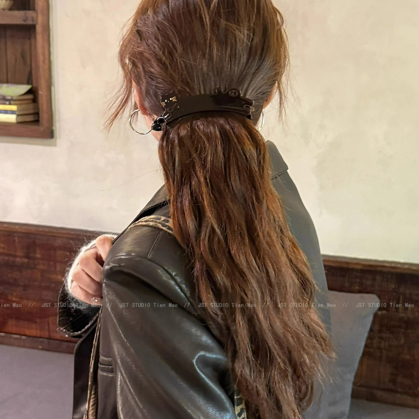 高端醋酸豹纹猫咪一字扭扭夹发夹女2025新款高马尾抓夹香蕉夹头饰