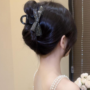 银河爆闪抓夹2025新款星光闪闪蝴蝶结发夹后脑勺饱满优雅气质发饰