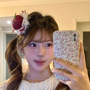 平安夜苹果蕾丝蛋糕发夹女鸭嘴夹子新年发饰圣诞节氛围感拍照头饰