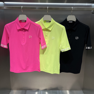 女士高尔夫速干短袖polo衫26夏季百搭字标配色golf运动翻领上衣女