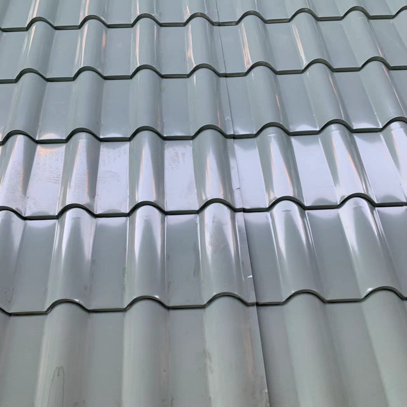 屋顶800型仿古铝瓦氟碳漆涂层 铝镁锰合金仿古瓦灰色波浪屋面瓦