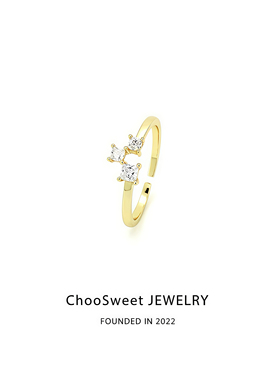 「璀璨·三颗小钻」ChooSweet纯银戒指女轻奢高级感ins开口可调节