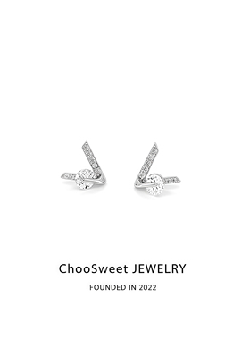 「Shine·V」ChooSweet纯银耳钉女简约小众气质日常耳饰精致百搭