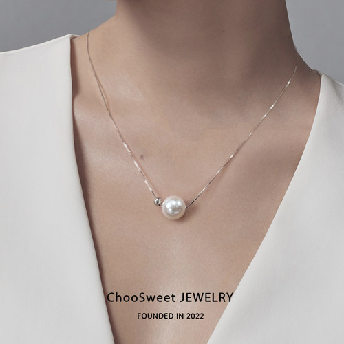 「圆珠与珠」ChooSweet 珍珠纯银项链女款小众银饰气质锁骨毛衣链