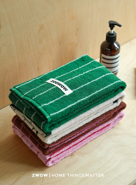 造卧zwow【平行空间】全棉运动健身网球美式复古绿色条纹擦汗毛巾