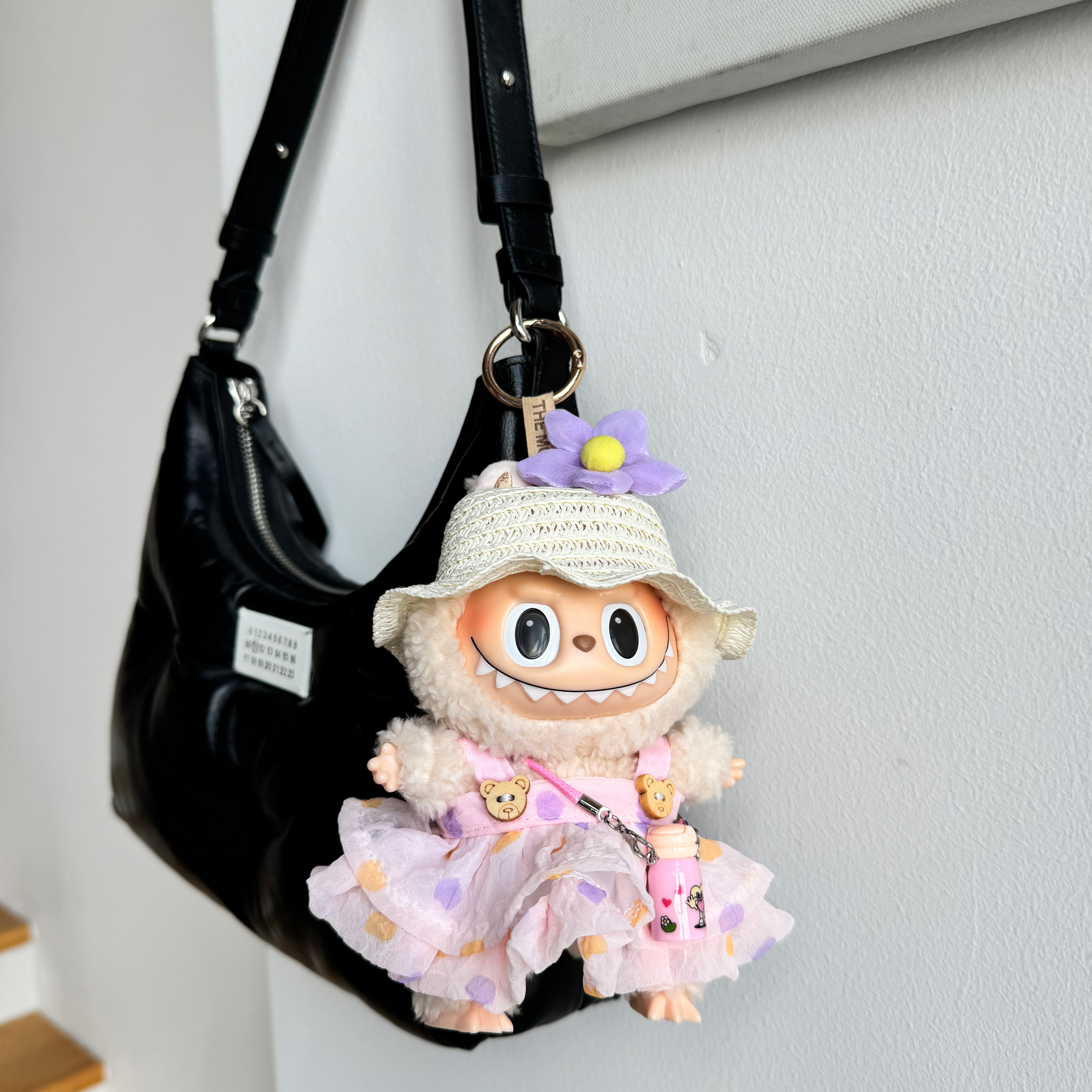 拉布布LABUBU娃衣服夏季草帽着替吊带连衣裙