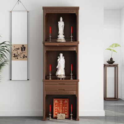 三层佛龛雕刻实木佛龛供桌