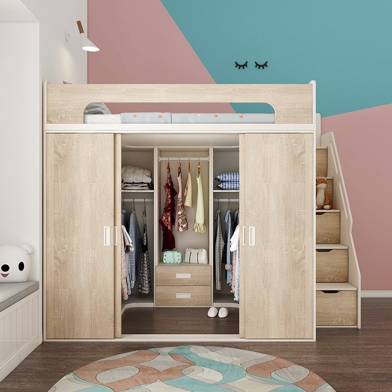 衣帽间床一体极简高低床省空间衣柜床上床下柜小户型大储物公寓床,住宅家具,衣柜床,淘宝优惠券,粉丝福利购,淘宝优惠卷