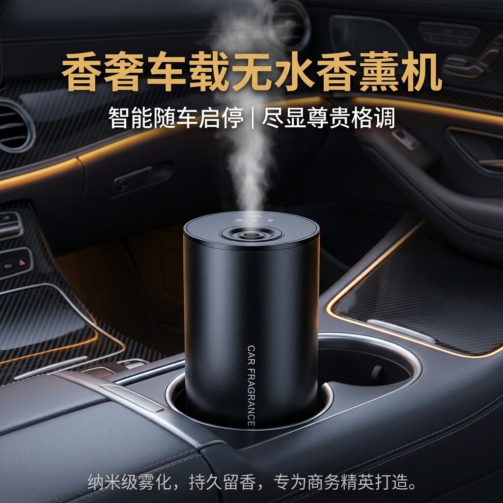 车载香薰机氛围灯自动喷香加湿器便携静音迷你空气无线办公桌面