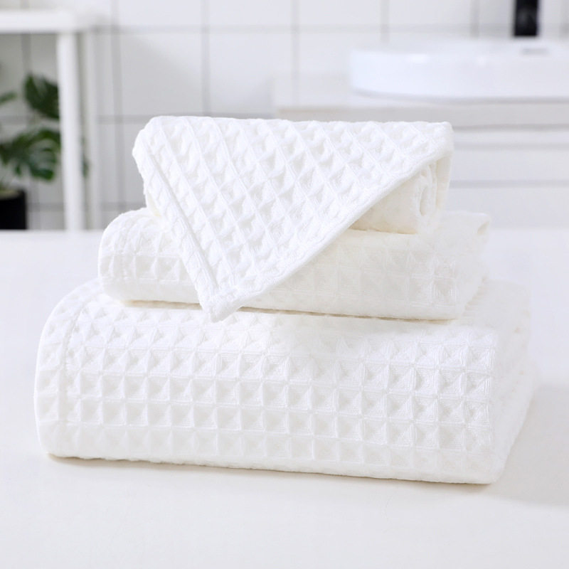 长绒棉A类婴幼儿毛巾 纯棉蜂窝工艺日系华夫格毛巾浴巾方巾套装