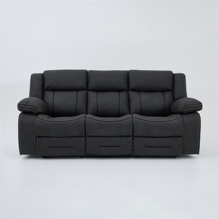 北欧高靠背真皮沙发客厅电动功能美式中古风高端半青皮三人位直排