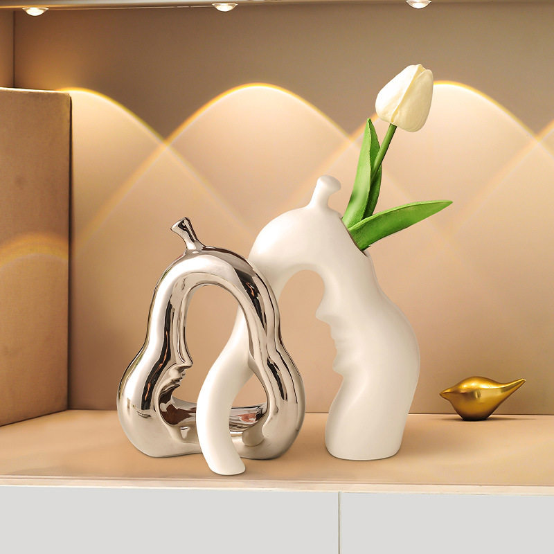 陶瓷插花花瓶摆件客厅高级感现代简约电视柜酒柜装饰品工艺品,家居饰品,家饰软装搭配套装,淘宝优惠券,粉丝福利购,淘宝优惠卷